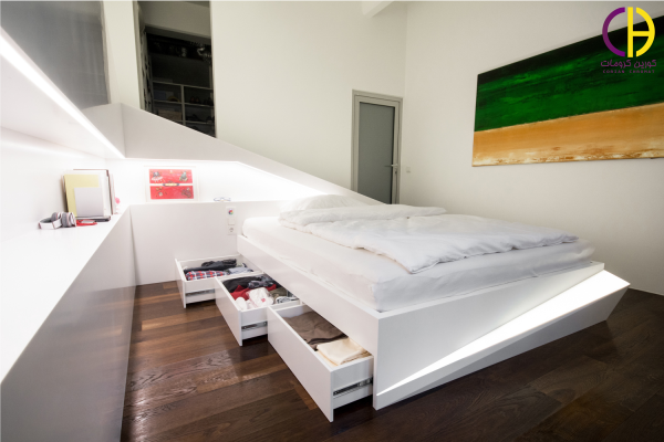  طراحی دکوراسیون اتاق خواب ، تختخواب کورین